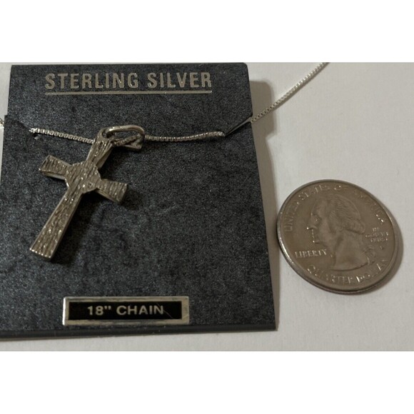 Sterling Silver 18” Chain With Pink Inlay Cross.. - Picture 5 of 6